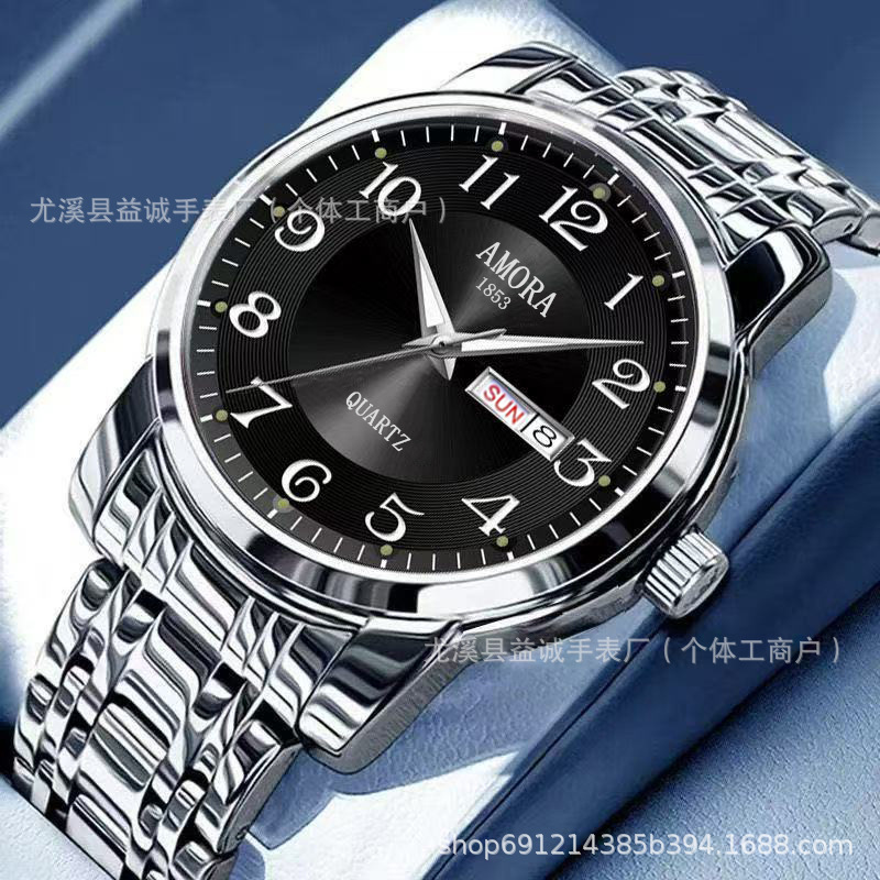 05--silver steel belt-black surface