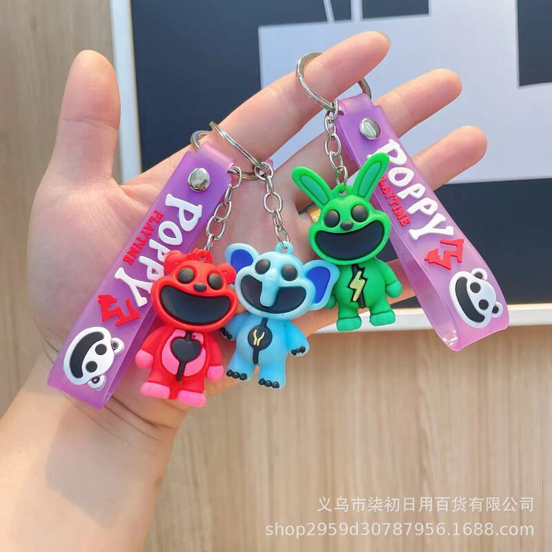 Cross-border smiling Bobby keychain cartoon schoolbag pendant car key chain small commodity