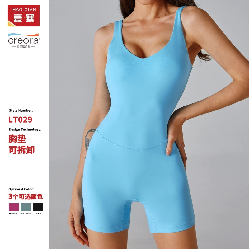 INS Трансграничный новый стиль тела Обнаженная одежда для йоги без рукавов Спортивный фитнес Съемный нагрудный коврик йога комбинезон