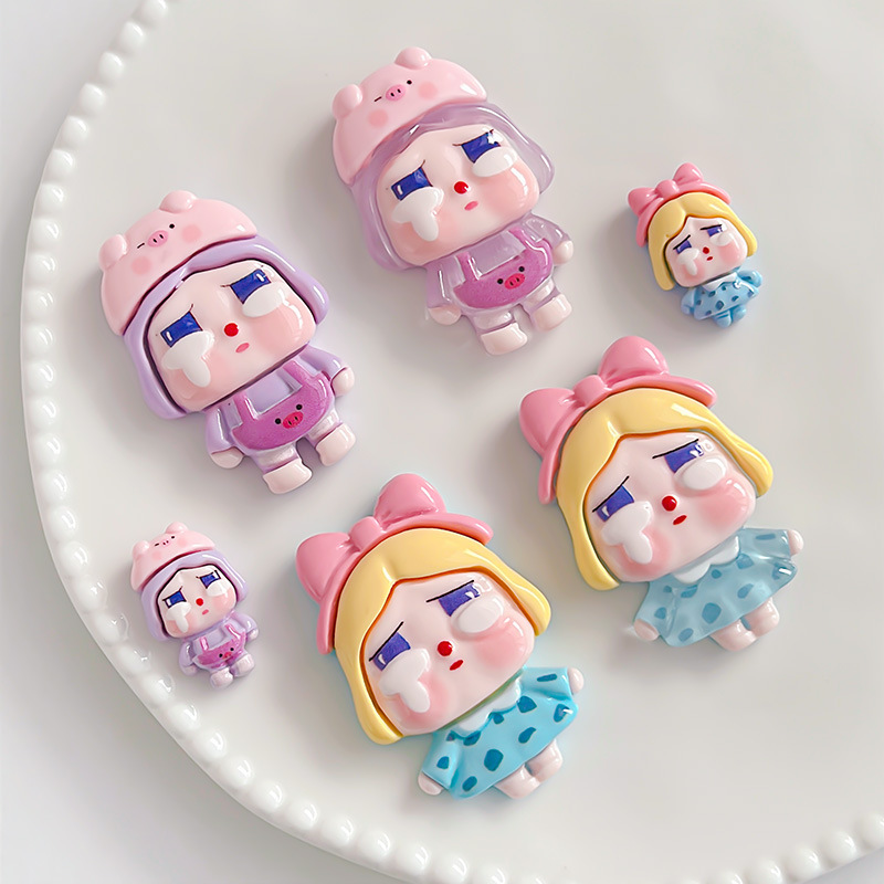 New Funny Tear Doll Resin Cartoon Accessories Mobile Phone Case Keychain Refrigerator Magnet Hole Shoe DIY Material