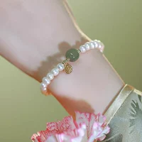 Натуральный Хетиан Джейд пресноводный жемчуг Fu Brand Brand Double Happiness Little Little Little Girl Nittle Little Little Signatural Jewellery