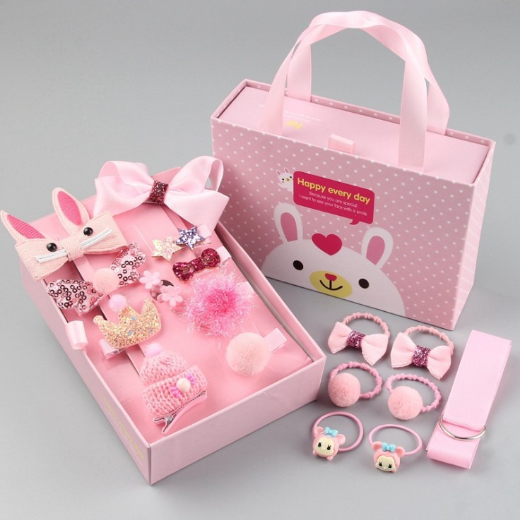 Accesorios para el cabello de los niños traje de tocado de las niñas bebé Corea del Sur princesa niña horquilla 18-piece set bebé horquilla caja de regalo