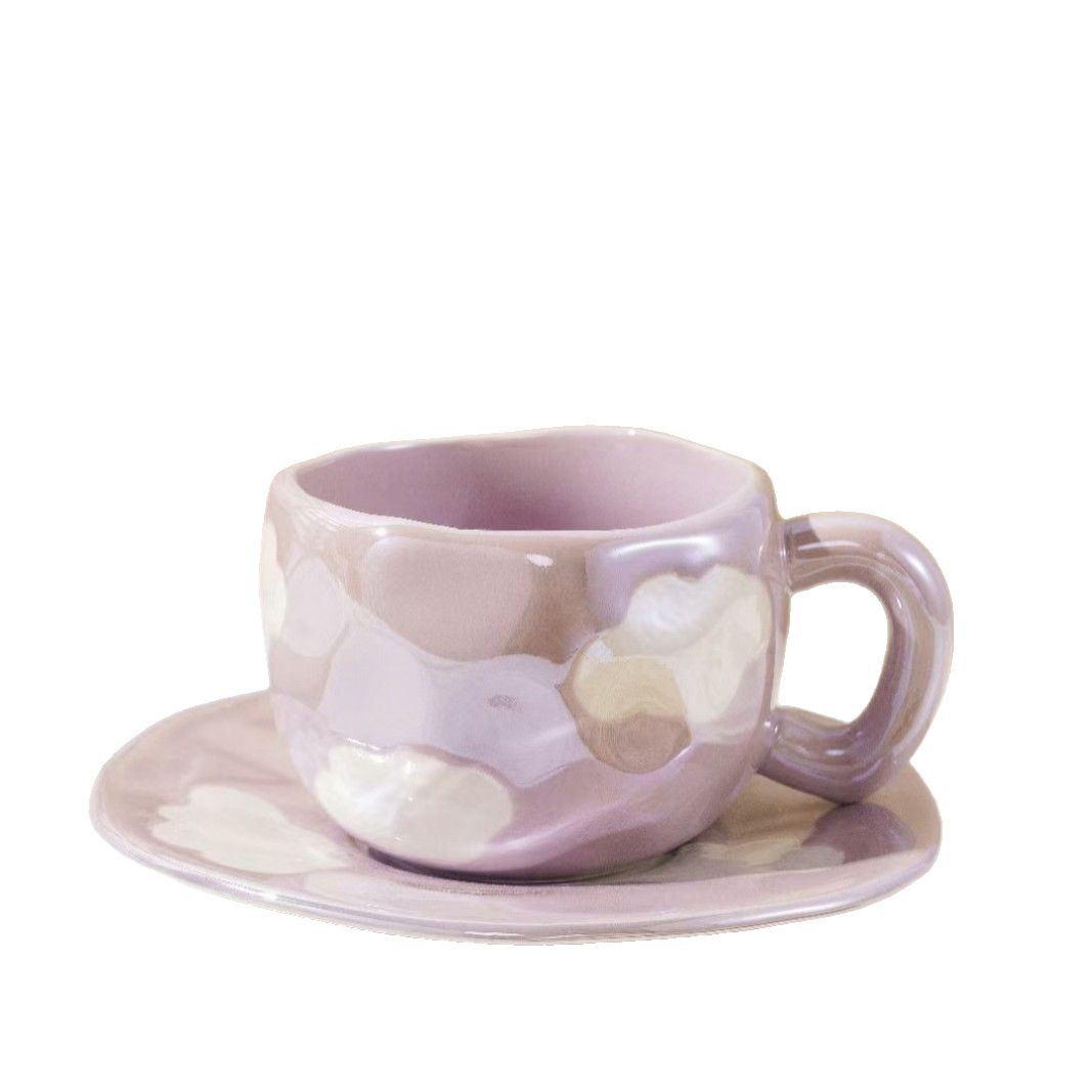 Taza de café de alto valor creativo de perla esmalte de mano regalo de marca de cerámica roja taza de té de la tarde plato taza de combinación