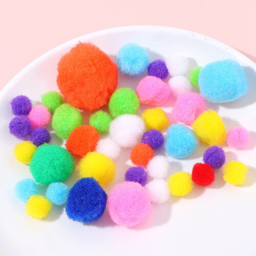 Supply of colorful high-elastic pom poms diy handmade accessories plush pom poms children's toys shoes hats hair accessories decorations