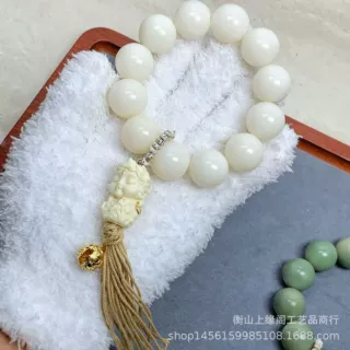 天然白菩提根搭配度母手持 菩提念珠手串