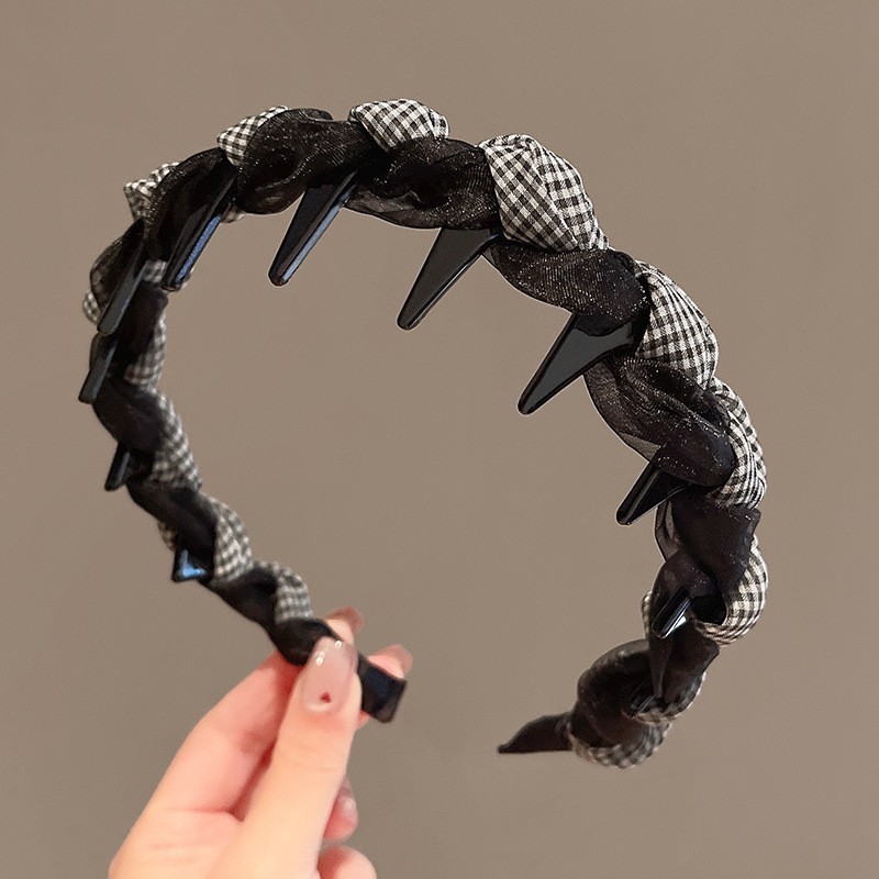 新しいレトロなラインストーンツイストヘッドバンド、ハイエンドでエレガントなヘッドバンド、ヘアピン、女性用インターネットセレブスタイルのつば広ヘアプレス洗顔フープ|undefined