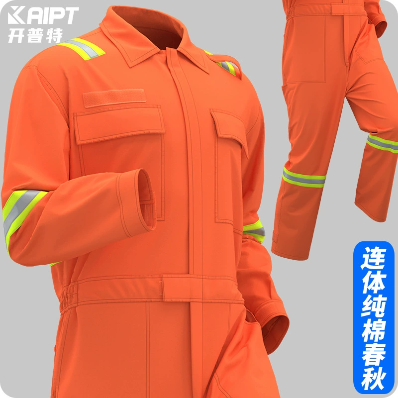 Трансграничная хлопчатобумажная комбинезон весной и осенью сплошной цвет светоотражающие полоски мастерская фабрика аркагура комбинезон одежда для страхования труда на заказ