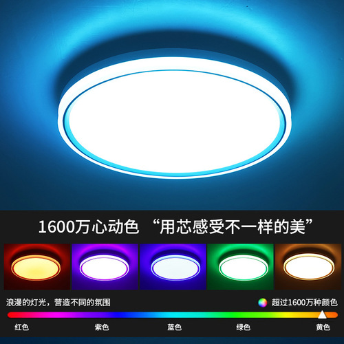 Smart Flush Mount Round Edge-Lit LED WIFI Bluetooth RGBCW Dimmable Color Changing Tuya Living Room Bedroom Lamp