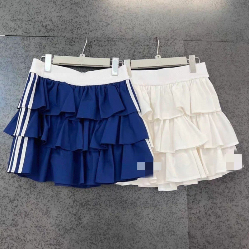 Embroidered logo, flattering and leg-lengthening, layered cake skirt pants with ruffled edges, puffy bud striped mini skirt