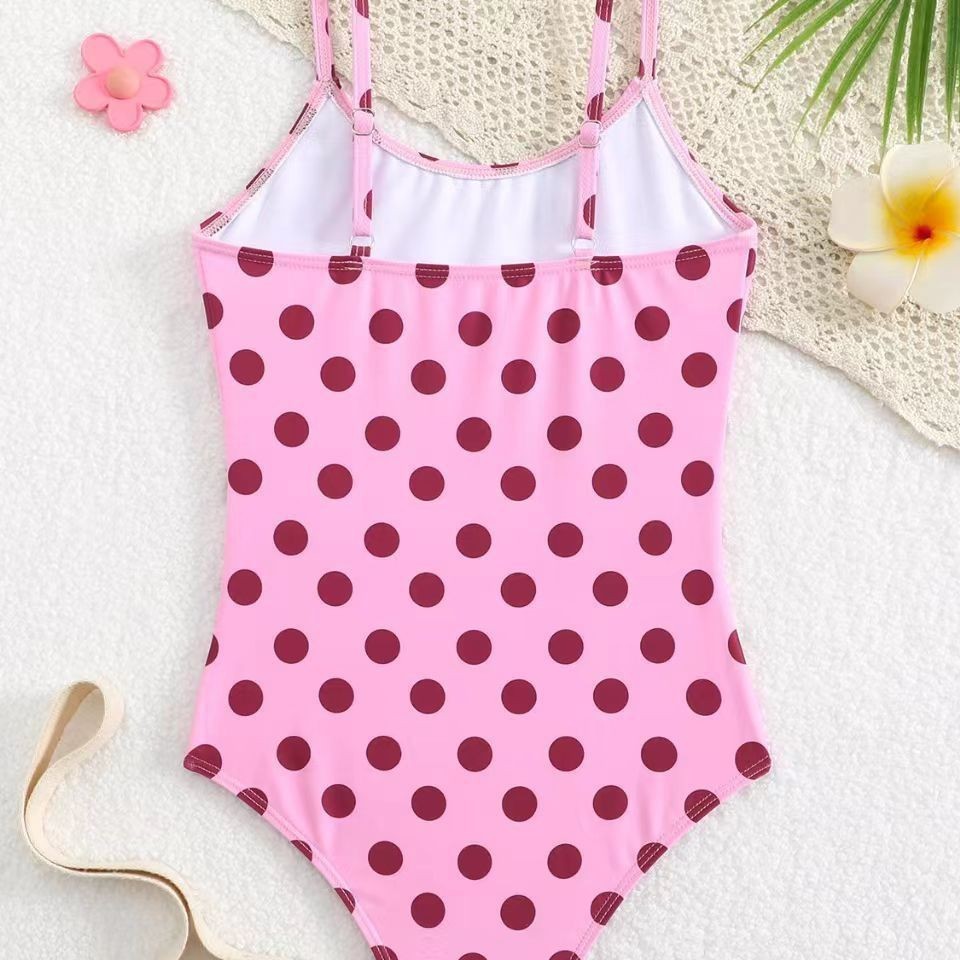Children's Style One Piece Swimsuit Women's Halter Top Print Tight Fitting Beachwear For Kids 3-7 Years_voghion.com