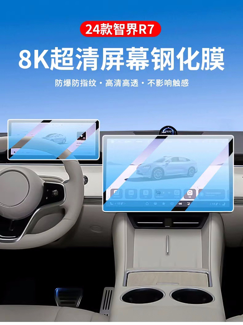 Suitable for 24-26 Models of Zhijie R7 Screen Tempered Film, Navigation Central Control Screen, Instrument Panel, Car Interior Protective Glass Film