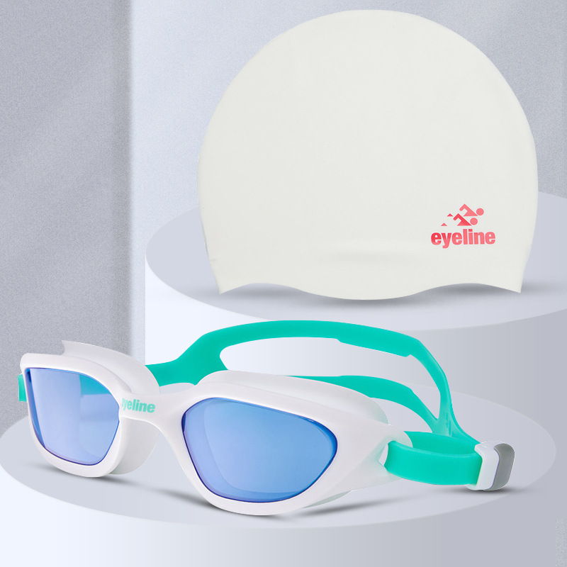 Set de natación para adultos, gafas antivaho HD de gran marco con gorro, ideal para entrenamiento o piscina