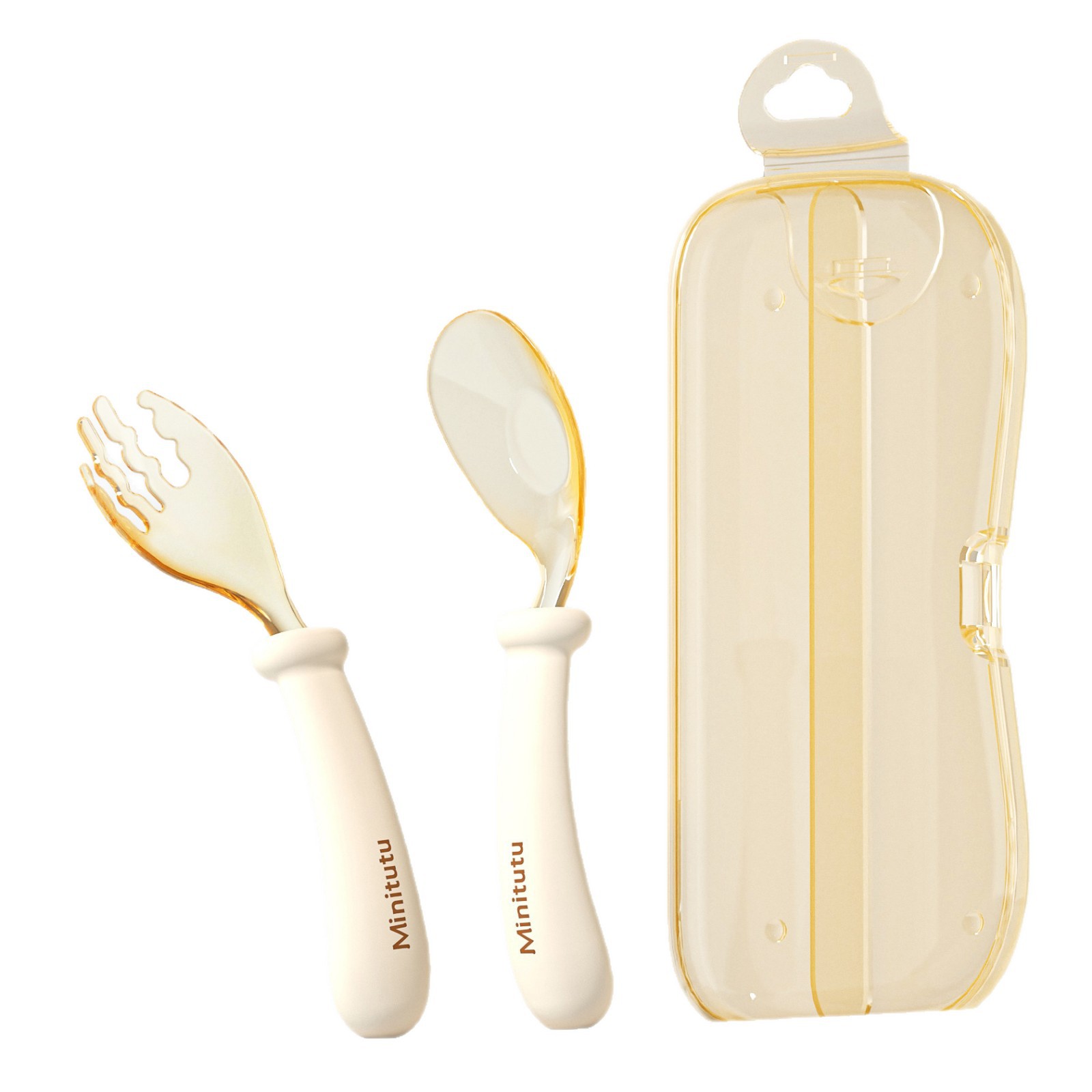 Minitutu Baby Self-Eating Spoon, entrenamiento de niños, Spoon curvo, caja de almacenamiento, conveniente para comer image 5