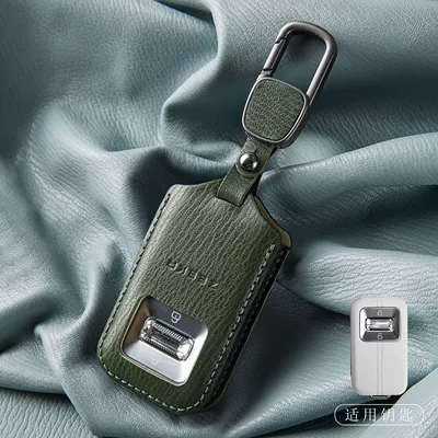Car key bag 8X Genuine Leather 001 Key Case - new-ji-krypton-double-contrast-color-model-pine-and-cypress-green-formula-buckle