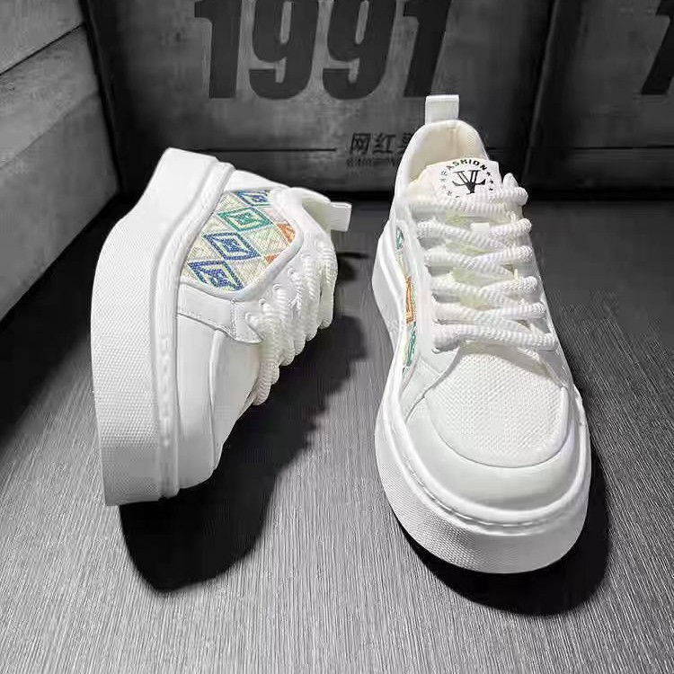 Men's Shoes Spring Mesh Breathable Tide Brand High Sense Versatile Casual Board Shoes Men's Lightweight Sports Soft Sole White Shoes_voghion.com