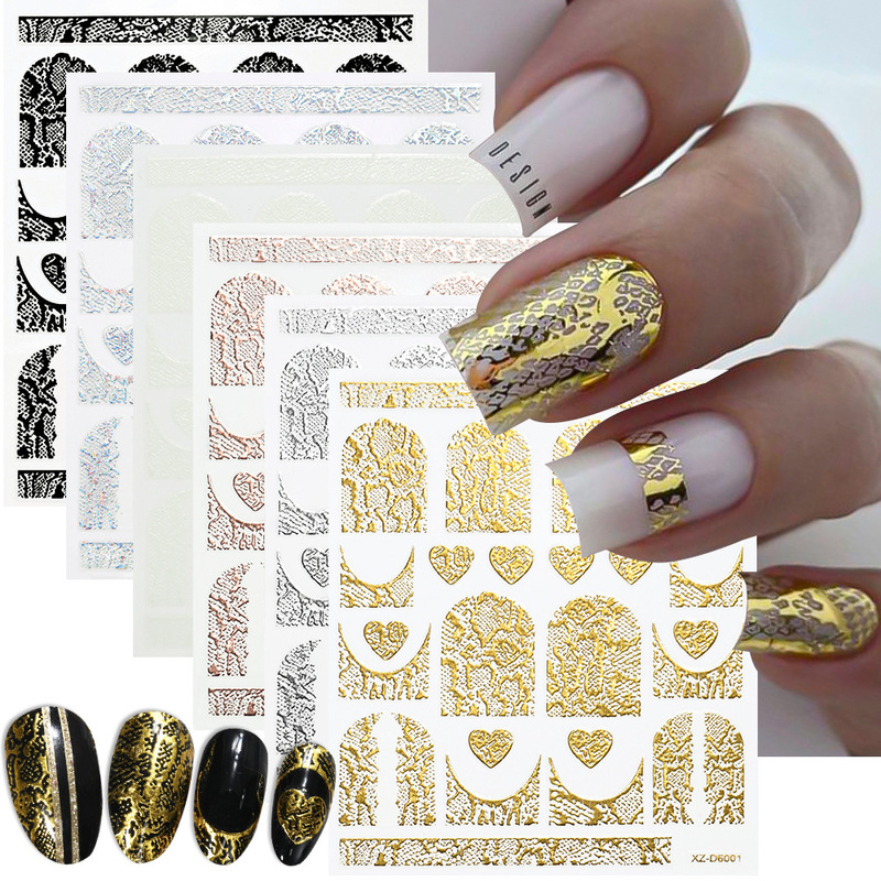 6-Color Bronzing Snake Pattern Nail Art Stickers Heart French Snakeskin Nail Decoration Stickers Adhesive Waterproof Nail Art Decals 6-Color Bronzing Snake Pattern Nail Art Stickers Heart French Snakeskin Nail Decoration Stickers Adhesive Waterproof Nail Art Decals