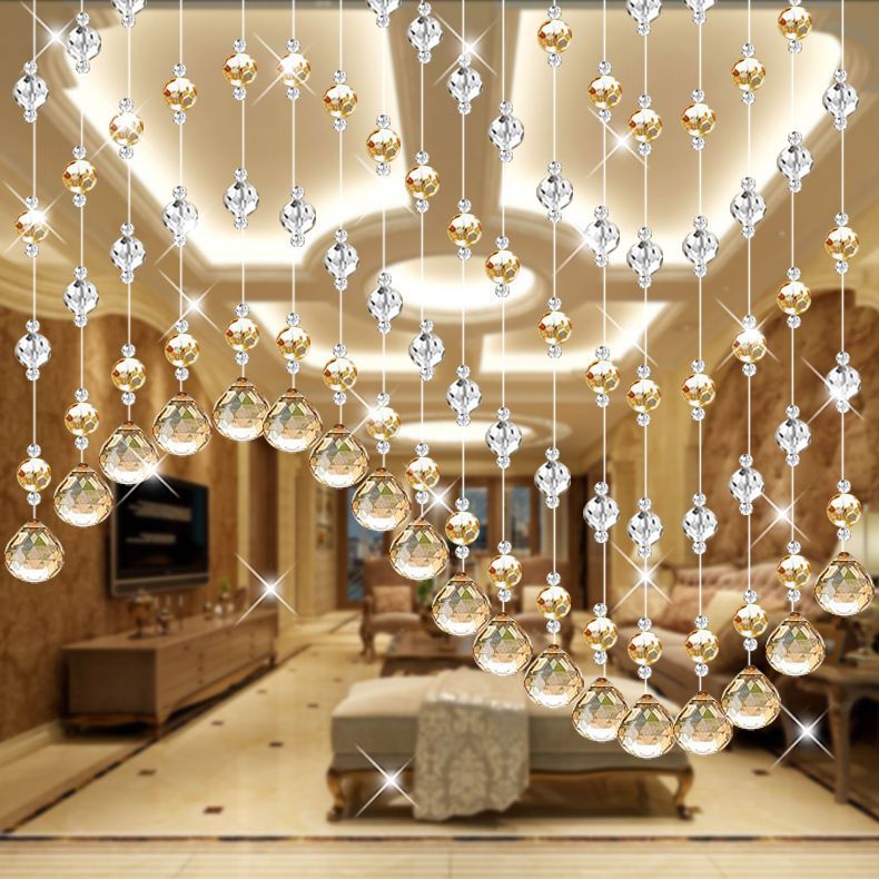 Crystal Bead Curtain Partition Curtain Living Room Bedroom Aisle Feng Shui Entrance Bathroom Room Curtain Bead Decorative Door Curtain
