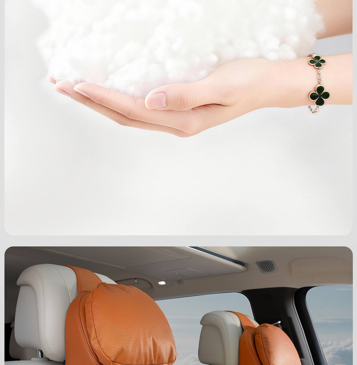 Suitable for Zeekr 9X/001/007/Mix Headrest and Neck Pillow Car Pillow Set, Anti-Stain Leather Car Interior Accessories