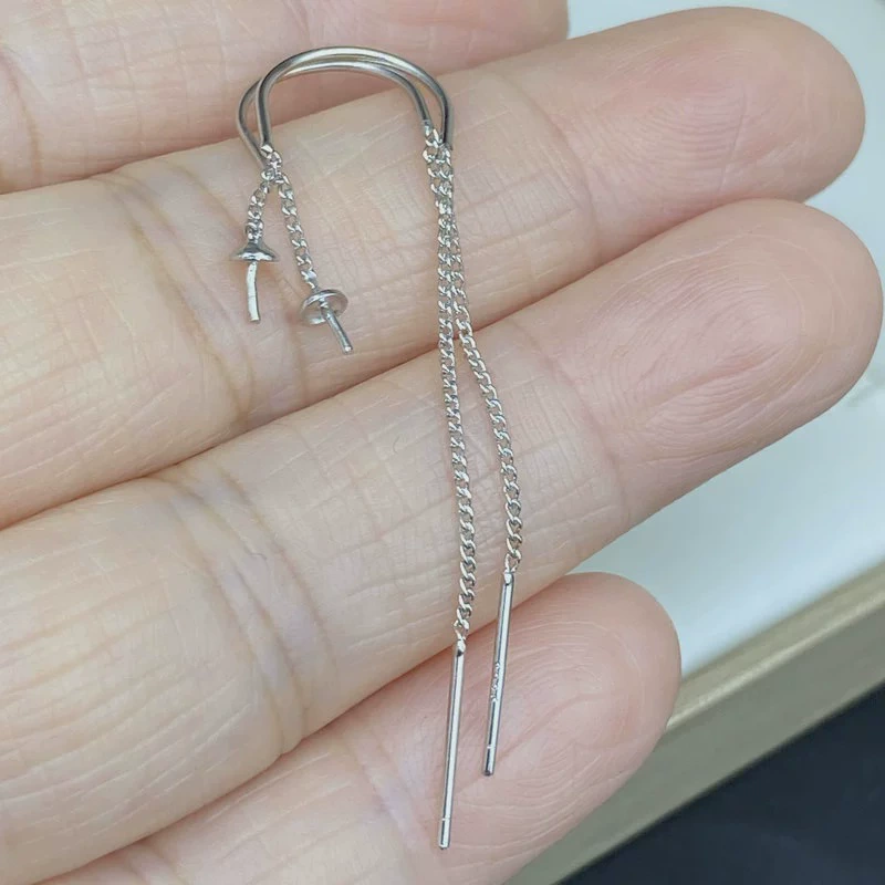 Фурнитура из жемчуга, серьги восковой агат, S925, серебро 925 пробы, корейский стиль, 7-10мм