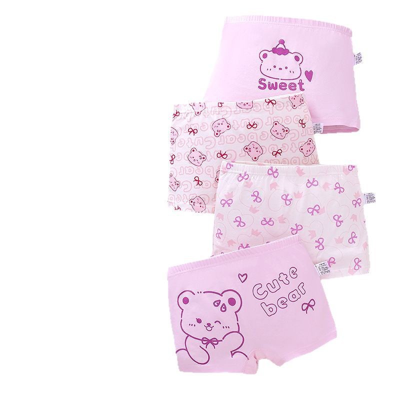 Ropa interior para niñas, bóxer de algodón puro, pantalones cortos para niños para niñas, antibacterianos, sin clip, pantalones cuadrados delgados de dibujos animados lindos PP