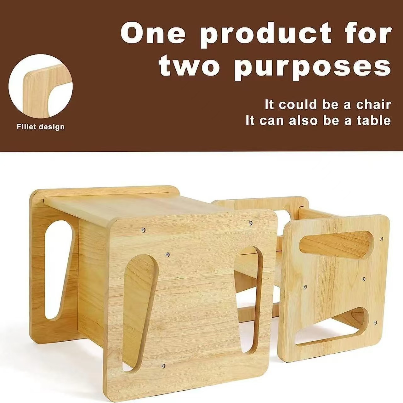 Mesa y silla para bebés de madera sólida, mesa y silla multipropósito para niños de madera sólida, mesa y silla para bebés de madera sólida