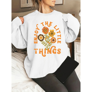 Cross-Border Foreign Trade European and American New Casual Letter Printed Sweatshirts Fashionable Loose Round Neck Sweatshirts Ready for Sale