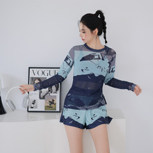 韩国时尚温泉泳衣女运动风三件套2025新款东大门保守分体平角泳装