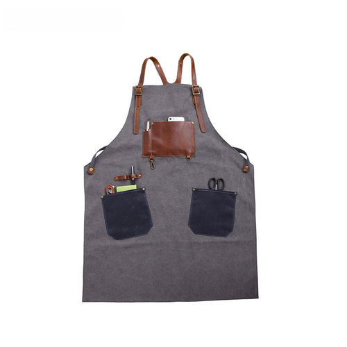 2024 New Craftsmanship Apron Design Studio Canvas Apron European and American Retro Canvas Coffee Shop Studio Apron Bag
