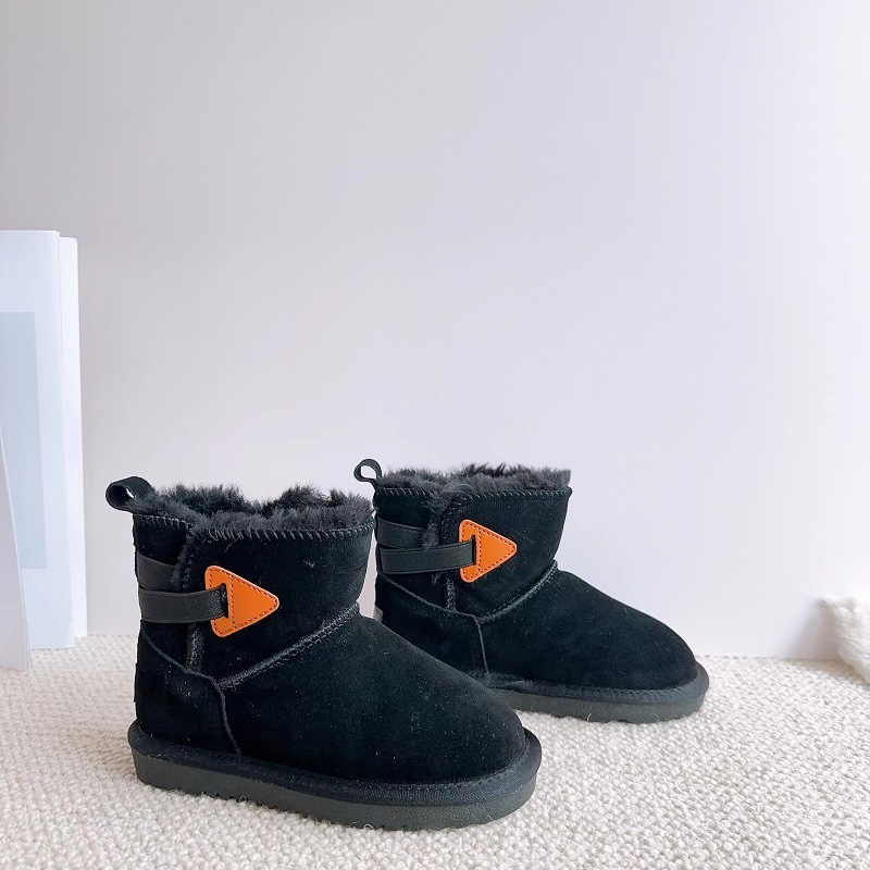 Neue Kinder-Schneestiefel aus echtem Leder, plüschig und warm für Jungen und Mädchen, wasserdichte Mädchenstiefel, Baby_voghion.com