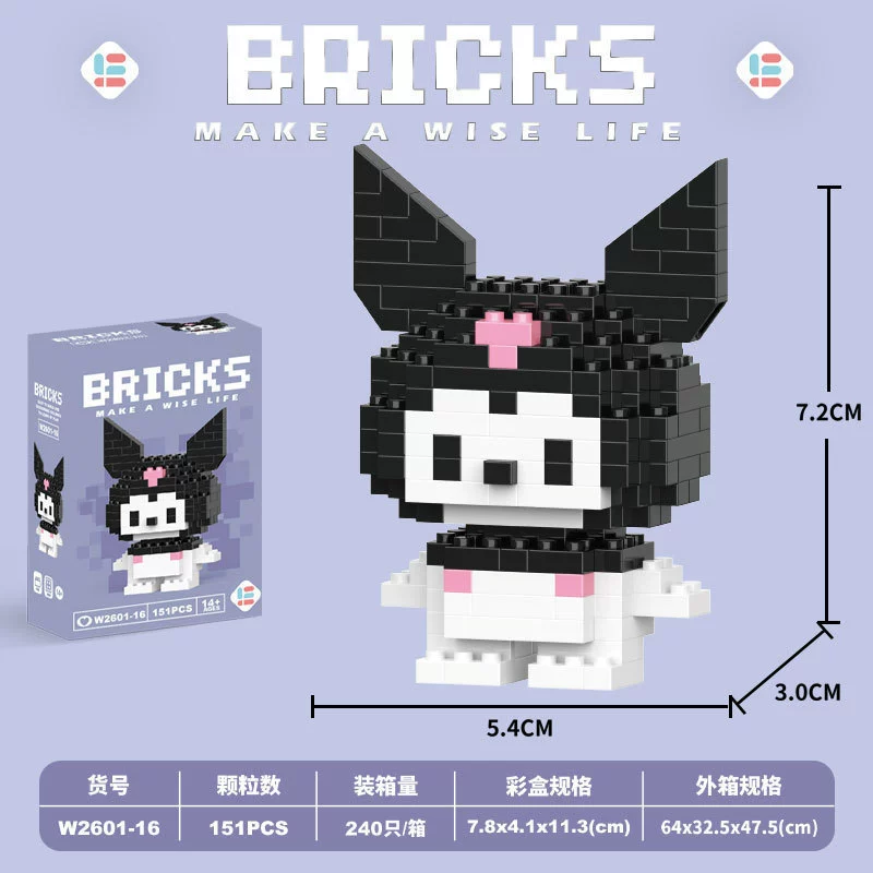 Micro‑block cartoon doll constructor (Lego style), strawberry & mini bears, blind box, micro pieces