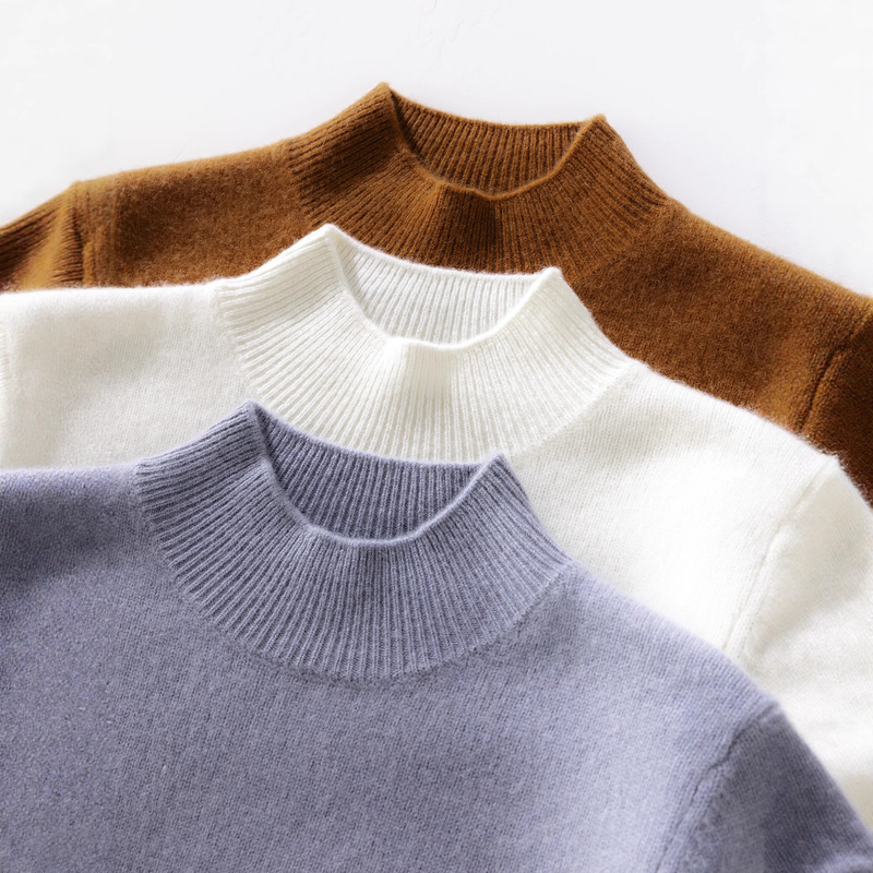 Double-Layer Thick Cashmere Women's Half-Turtleneck Sweater Pullover Knit Thick Base Wool Sweater Slimming Autumn and Winter Double-Layer Thick Cashmere Women's Half-Turtleneck Sweater Pullover Knit Thick Base Wool Sweater Slimming Autumn and Winter
