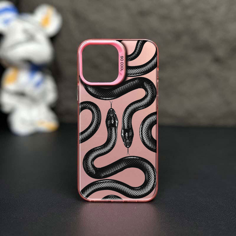 Colorido plata negro rey serpiente para iPhone15 teléfono móvil caso Apple 14/13pro Max protección resistente a la gota todo incluido