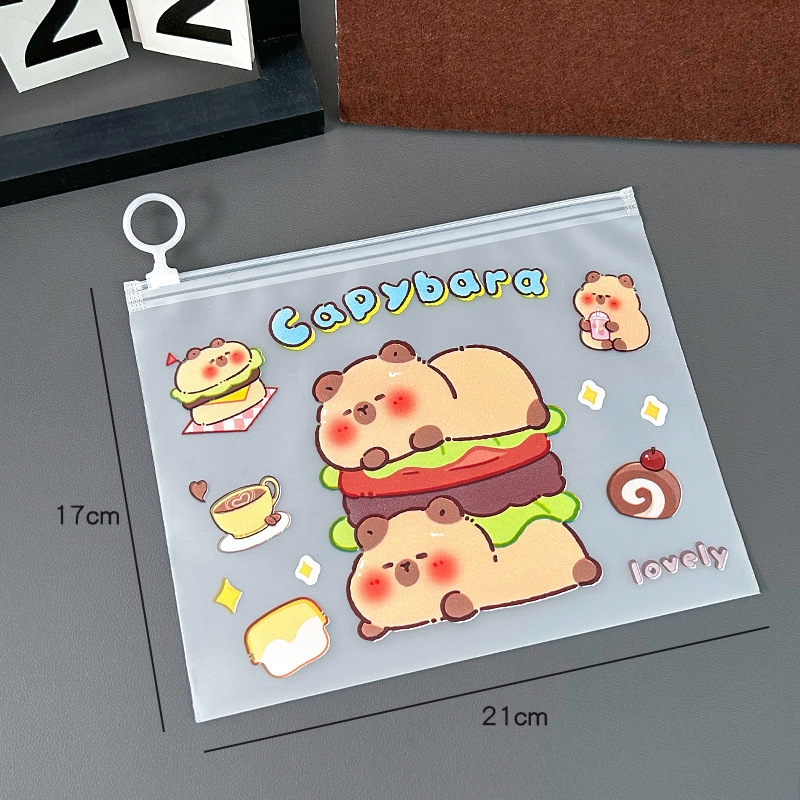 Bolsa de archivo Kapibala con cremallera lindo conejillo de indias Bolsa de almacenamiento de papel de prueba de escuela primaria