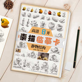 绘改变素描静物结构临摹卡8K卡片高清精微石膏画单体组合图片教程