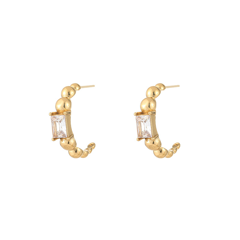All Seasons Season Women's Gender 1 Pair Vacation Classic Style Solid Color Inlay Titanium Steel Zircon Ear Studs