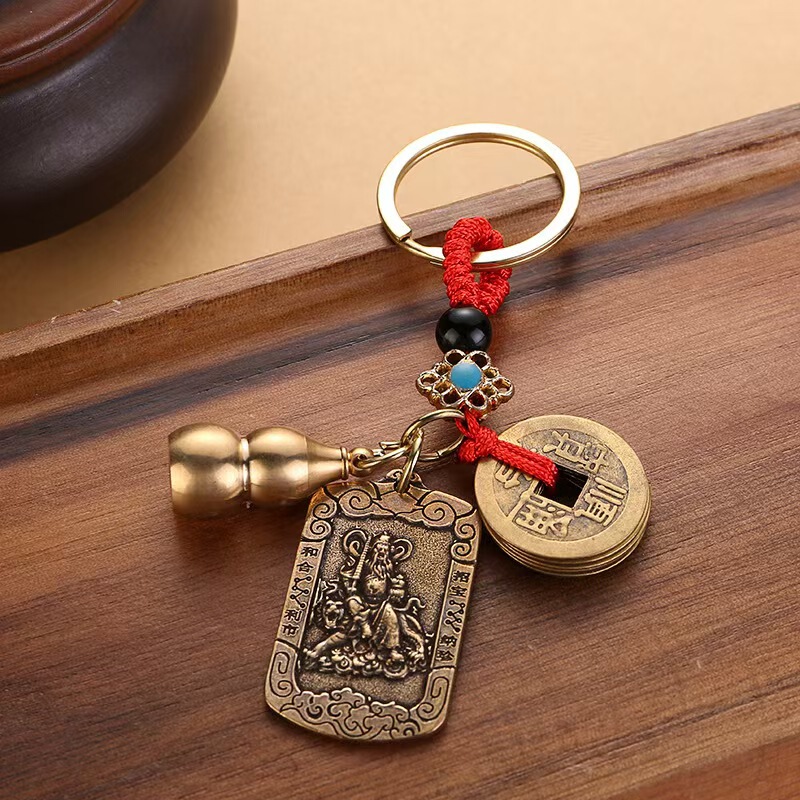 新しい五方の富の神、趙公明、富の神、富の神の命令、五帝のお金ひょうたん車のキーホルダーペンダント|undefined