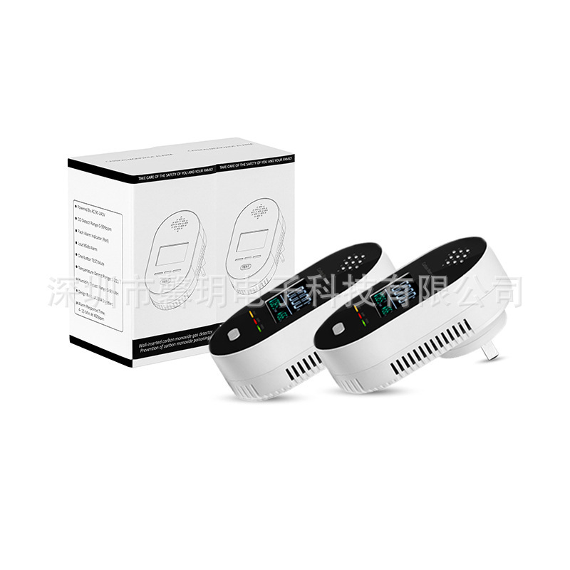 RV アパートメント ヴィラ用壁プラグ HD LCD スクリーン ディスプレイ 4 イン 1 ガス一酸化炭素温度および湿度警報|undefined