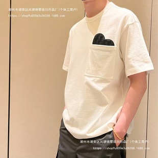 2025 New Arrivals Summer Trendy Niche Design Patchwork Pocket Loose Luxury Short-Sleeve Men's T-Shirt