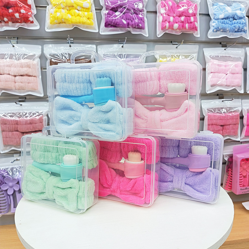 硅胶洗脸刷洗脸仪四件套发带手腕带脸部按摩清洁软毛美容工具套装