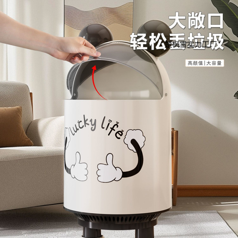 ゴミ箱、家庭用リビングルーム、軽い高級感、高級感、見栄えの良い、大型、大容量、蓋付きバスルームペーパーバスケット|undefined