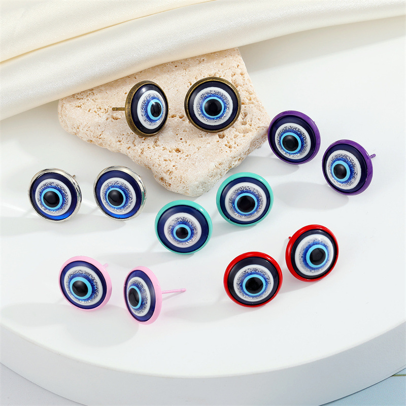 Retro Trend Devil's Eye Earrings Color Edging Blue Turkish Eye Earrings display picture 8