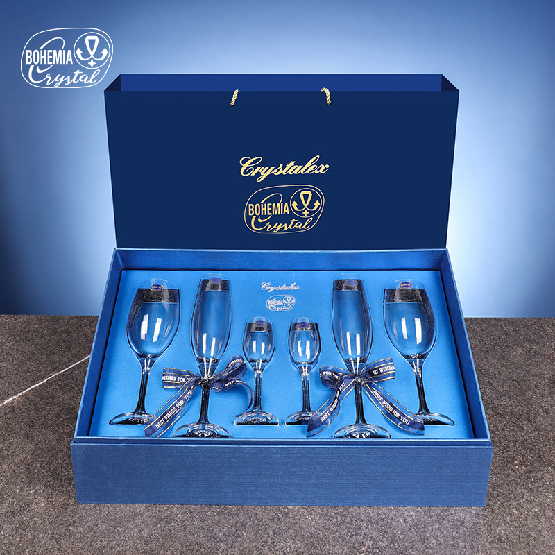 Copas de vino tinto de cristal importadas de la República Checa, cristalería de lujo de alta gama, copas de champán de alto valor, juego de copas de alta gama en caja de regalo. image 4