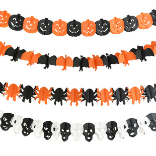 Halloween honeycomb pumpkin paper Garland ghost festival bar party decoration skull bat pull flag 3 m Spider banner