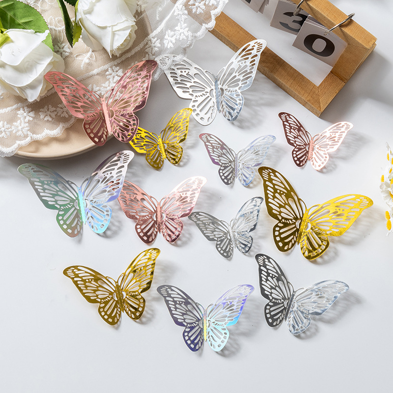 3D estereoscópico mariposa pared decoración de alta sensación autoadhesivo hogar diseño de boda de fondo pegatinas papel pintado diy