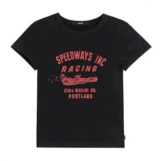 现货SPELL*26夏季新品复古赛车T恤修身街头风轻薄款短袖女上衣