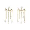 Long earrings with tassels from pearl, fashionable small design silver needle, 2023 collection, European style, wholesale