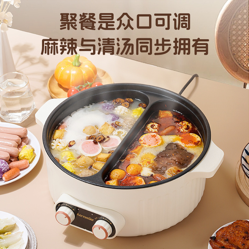 鸳鸯锅家用电热锅大容量双温控分离双味电火锅批发工厂批网红爆款|undefined