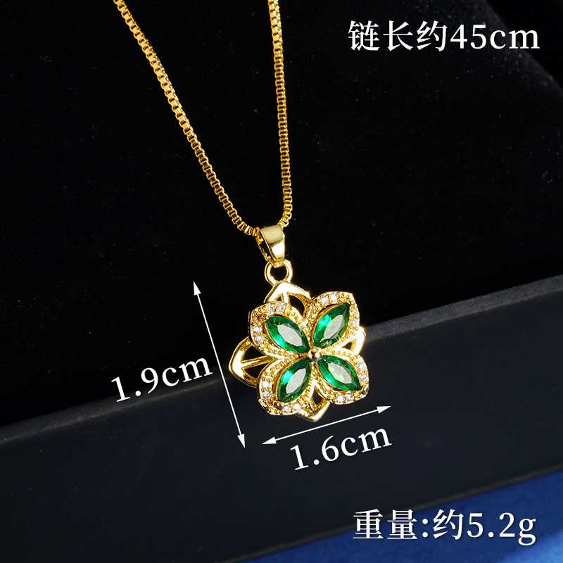 Collar de tetrahedra de oro vietnamita anillo de oro imitación esmeralda set de joyería de diamante pequeño libro rojo explosión