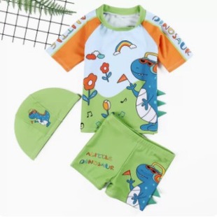 Children's swimsuit boy 2023 new children's two-piece sun protection swimsuit student swimming trunks hot spring quick-drying suit