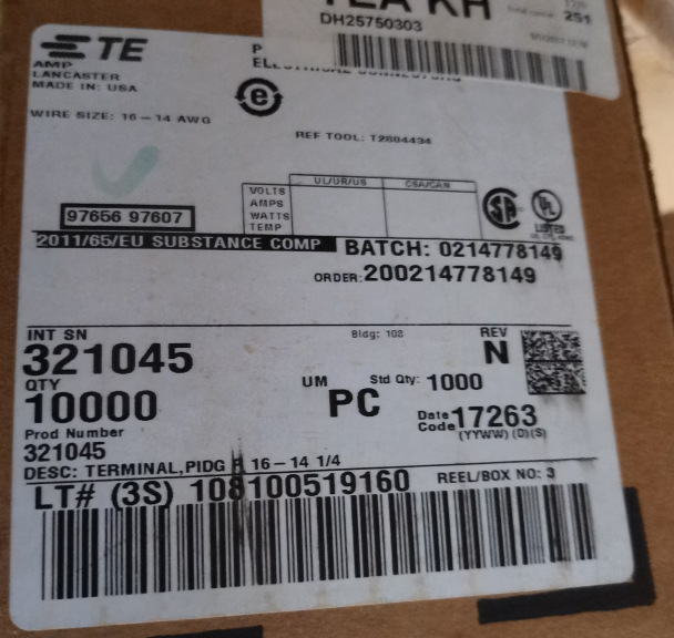 Supply TE connector 2-321045-1